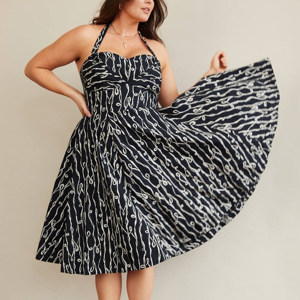 HTF Anthropologie Cerys Halter Midi Dress - Picture 2 of 4